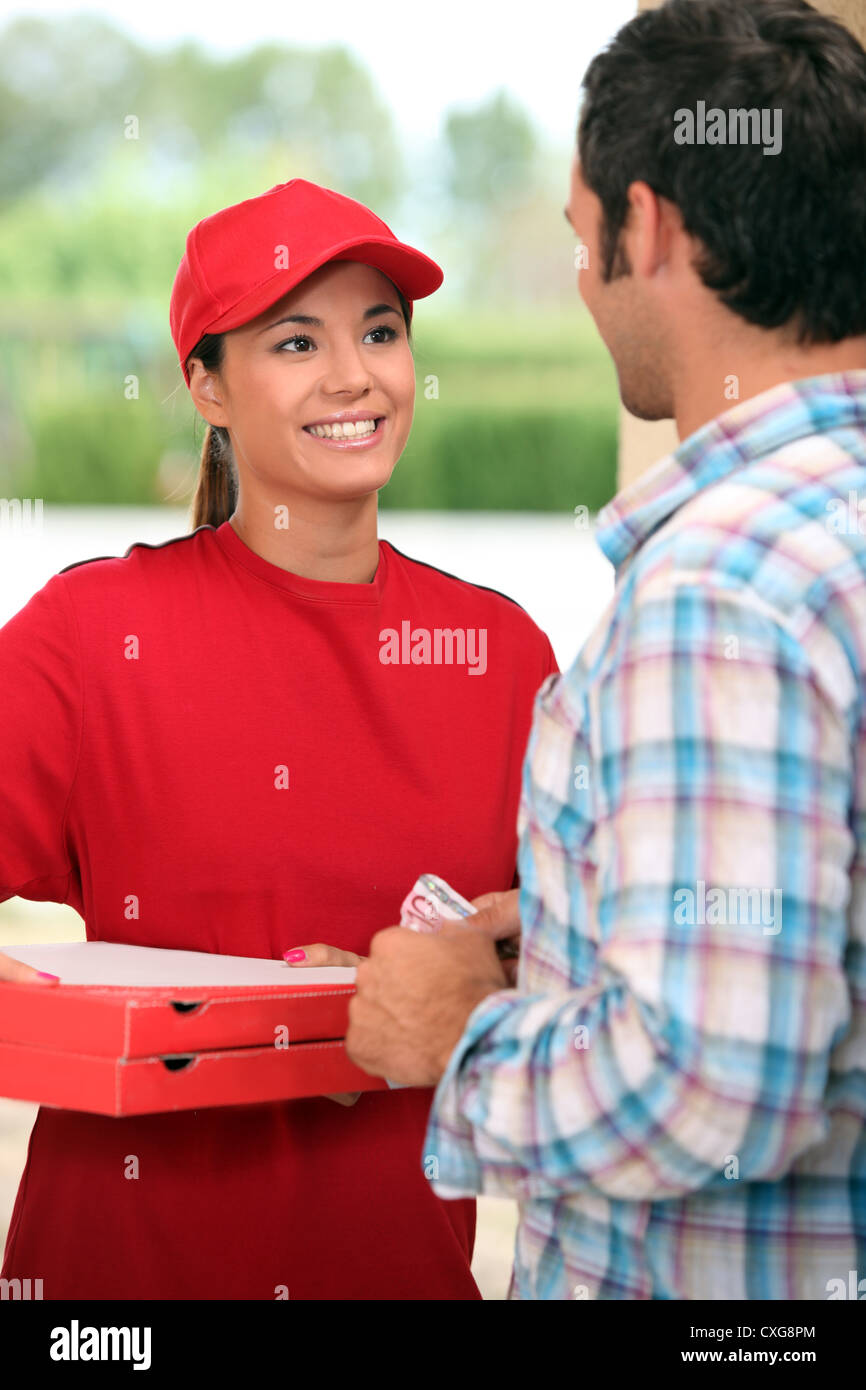 portrait of a delivery girl Stock Photo Alamy