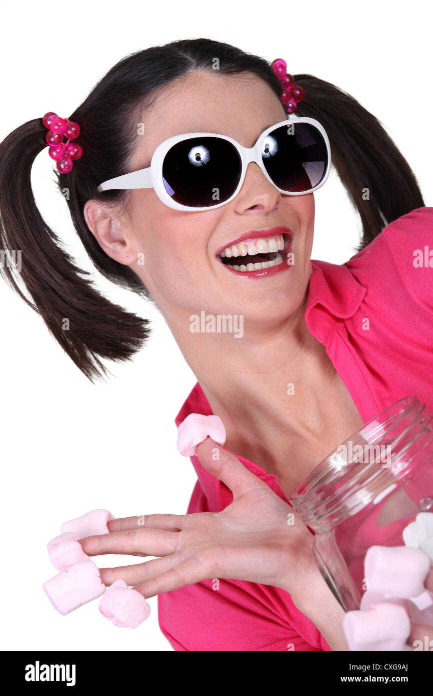 Woman acting silly Stock Photo