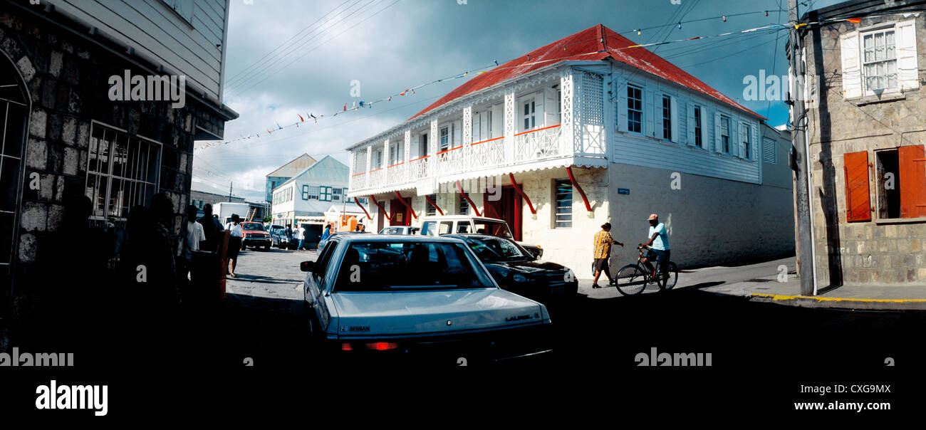 Charlestown Nevis St Kitts Busy Street & Storm Clouds Stock Photo Alamy
