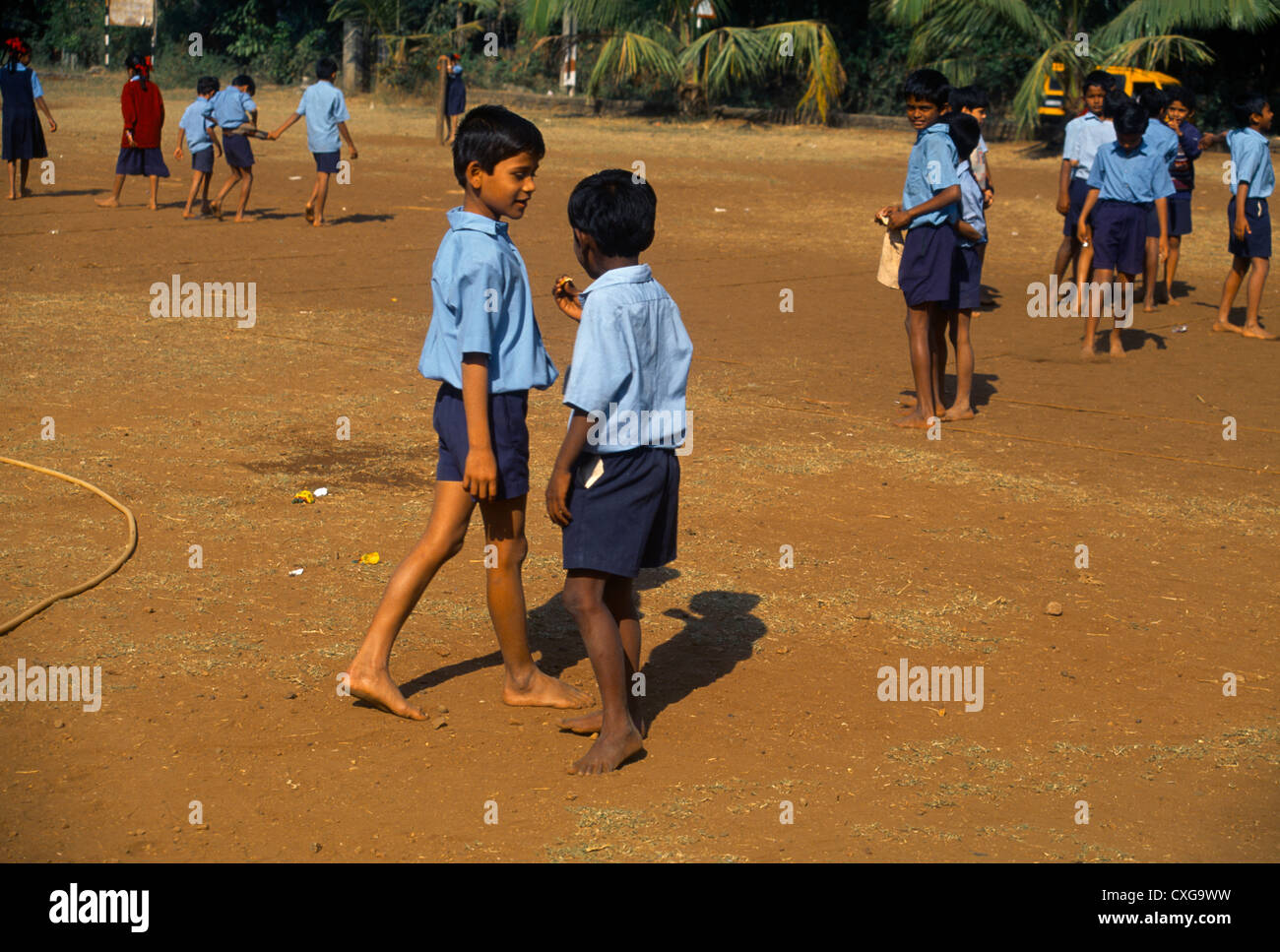 Maharastra India Kihim School Boys In Playground Stock Photo