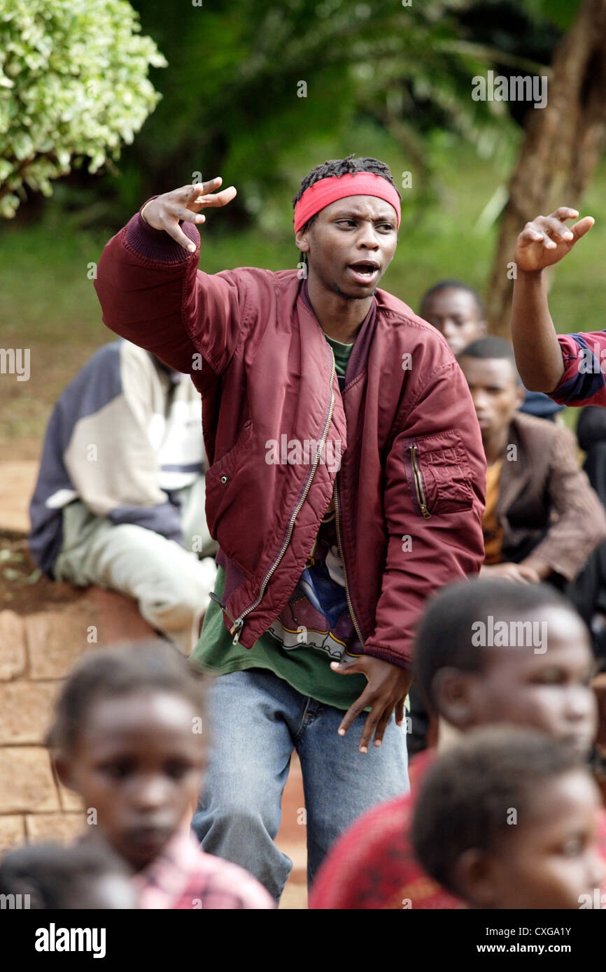 Nairobi slum youth project-rap-group Stock Photo