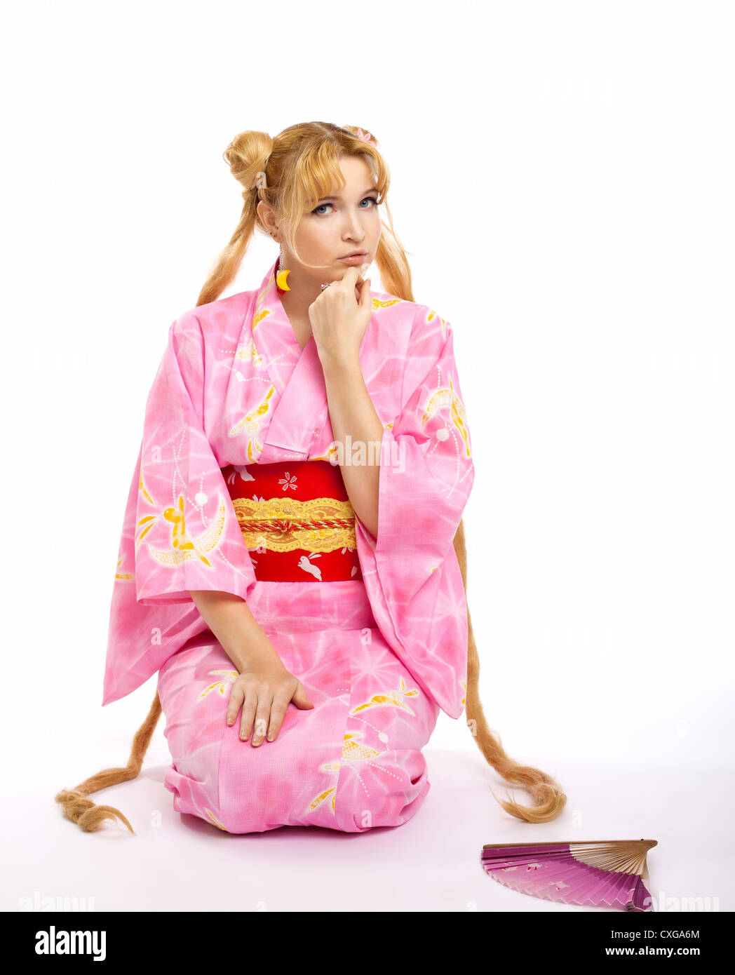 Young woman in kimono cosplay costume Stock Photo Alamy