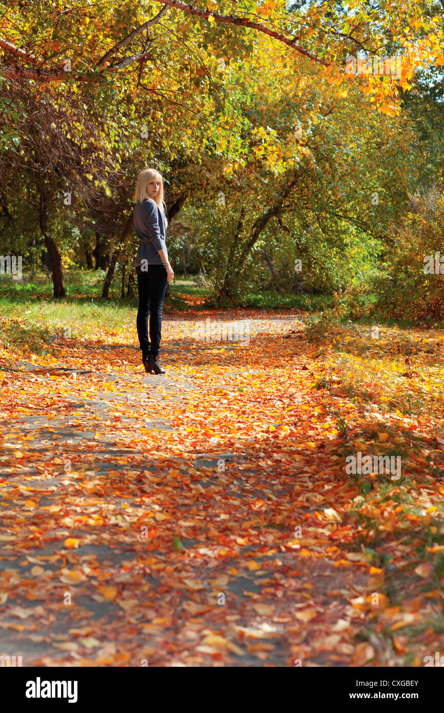 girl in autumn park Stock Photo - Alamy