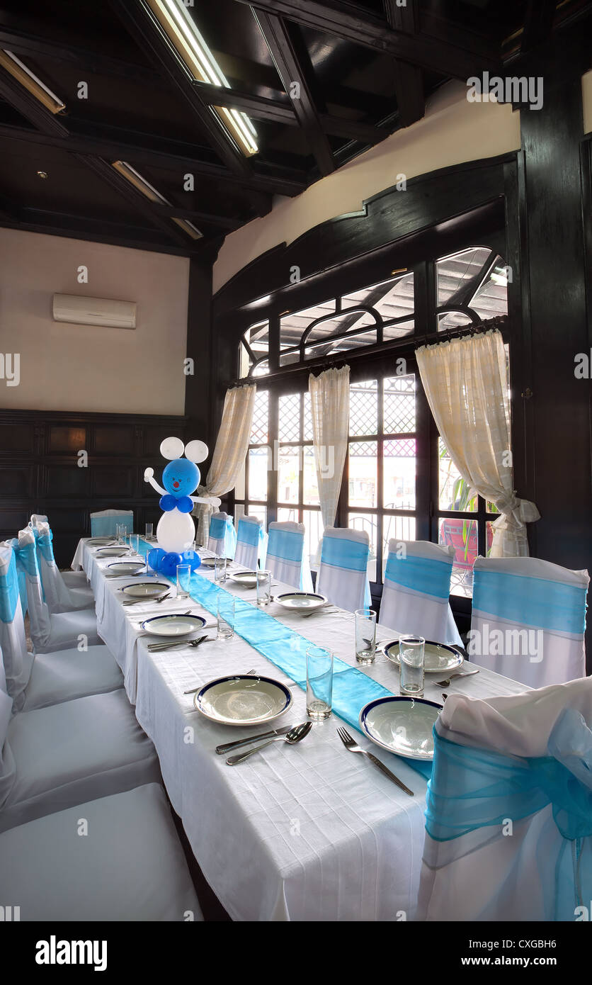 Interior of a restaurant prepared for party or wedding ceremony Stock ...
