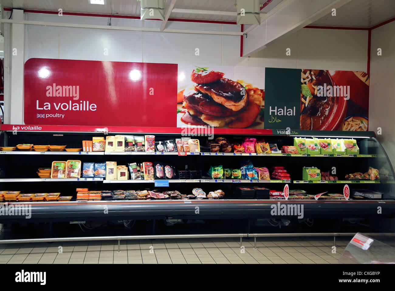 Calais France Cite Europe Carrefour Supermarket Chicken And Halal Meat