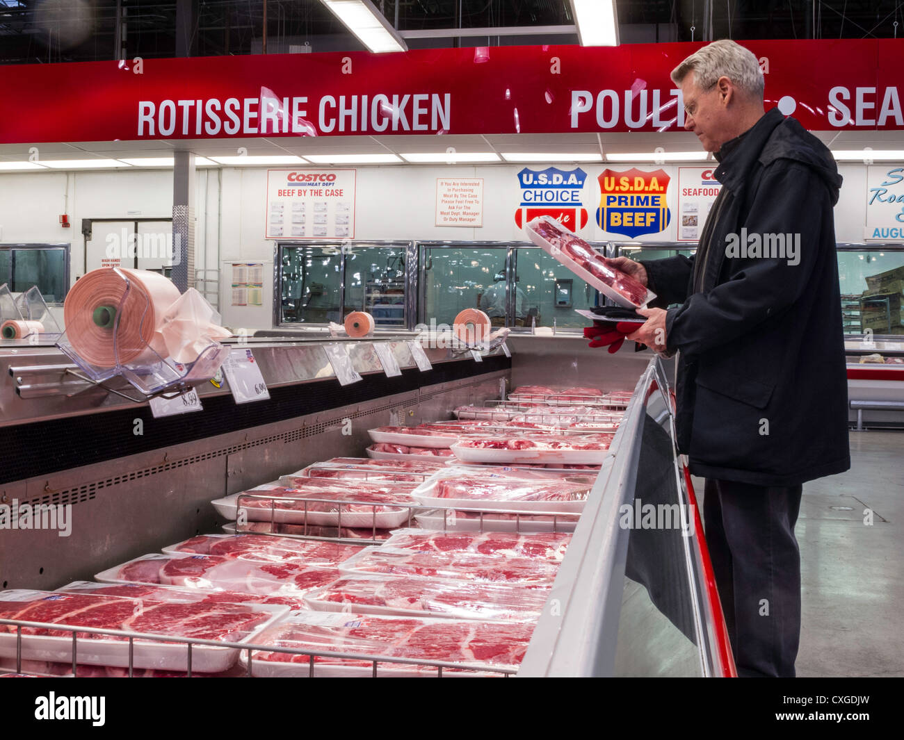 frozen meat products freezer Costco warehouse USA Stock Photo - Alamy