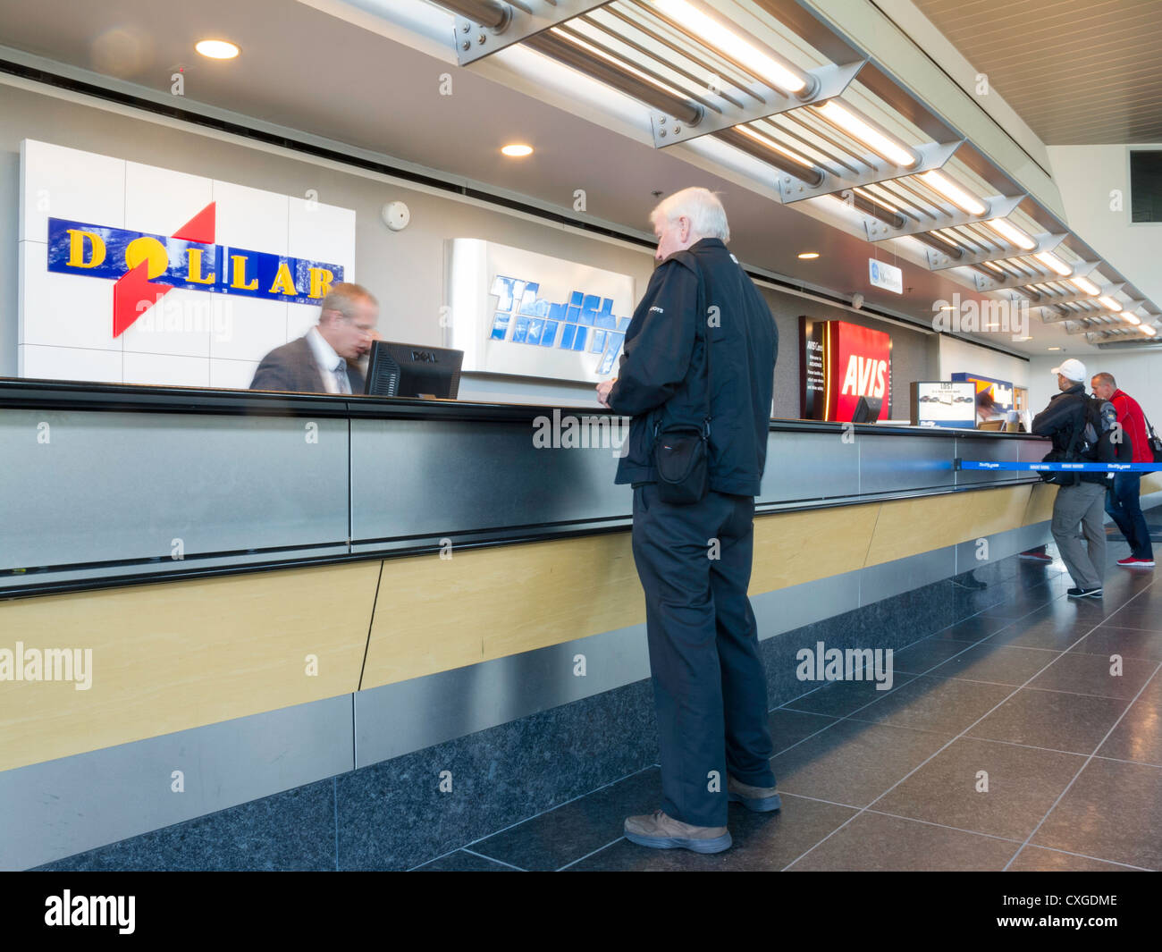 Rental Car Counter at Ted Stevens Anchorage International Airport, Anchorage, Alaska Stock Photo