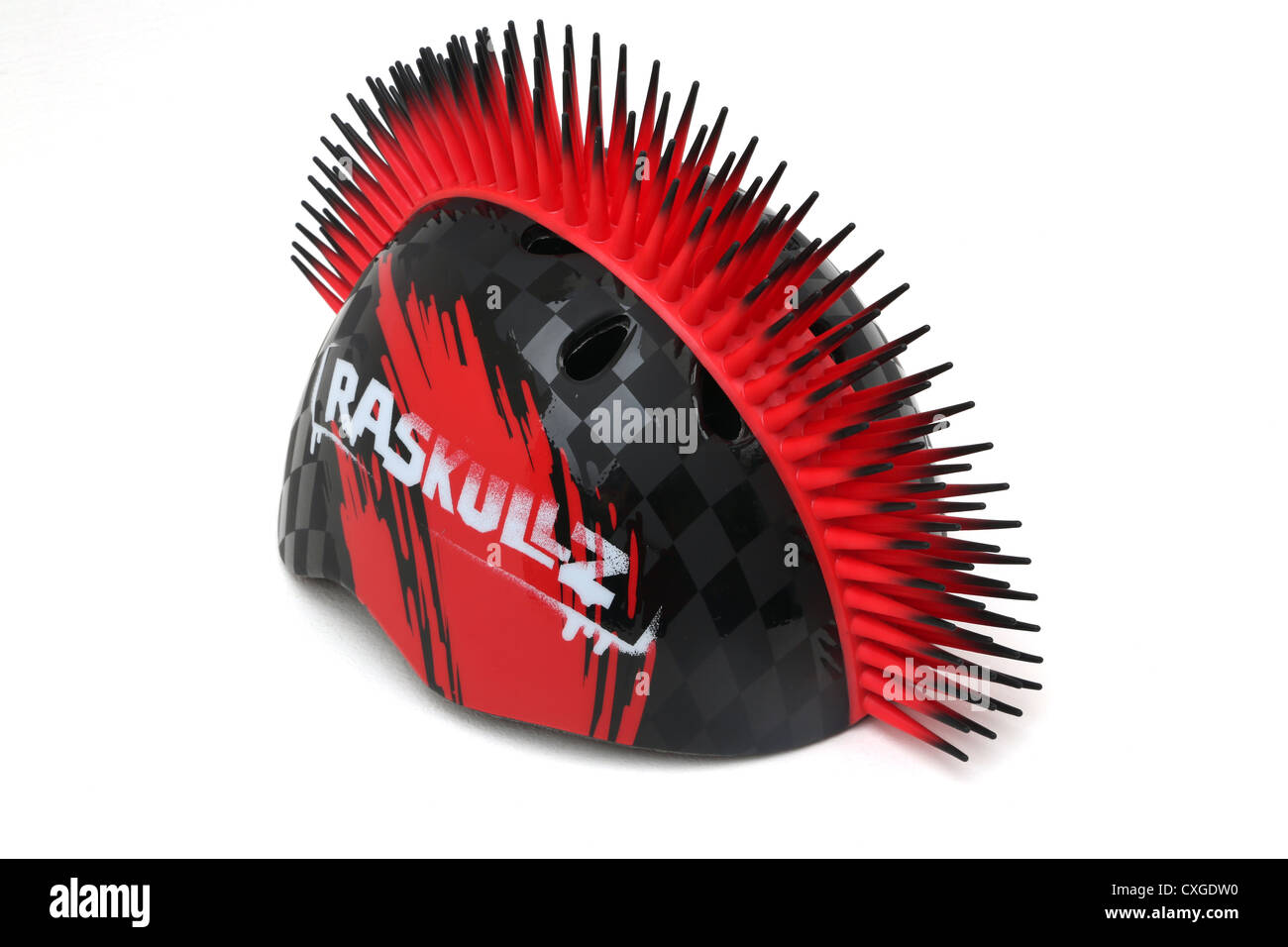Raskullz Skateboarding Helmet With A Spiked Rubber Mohican Stock