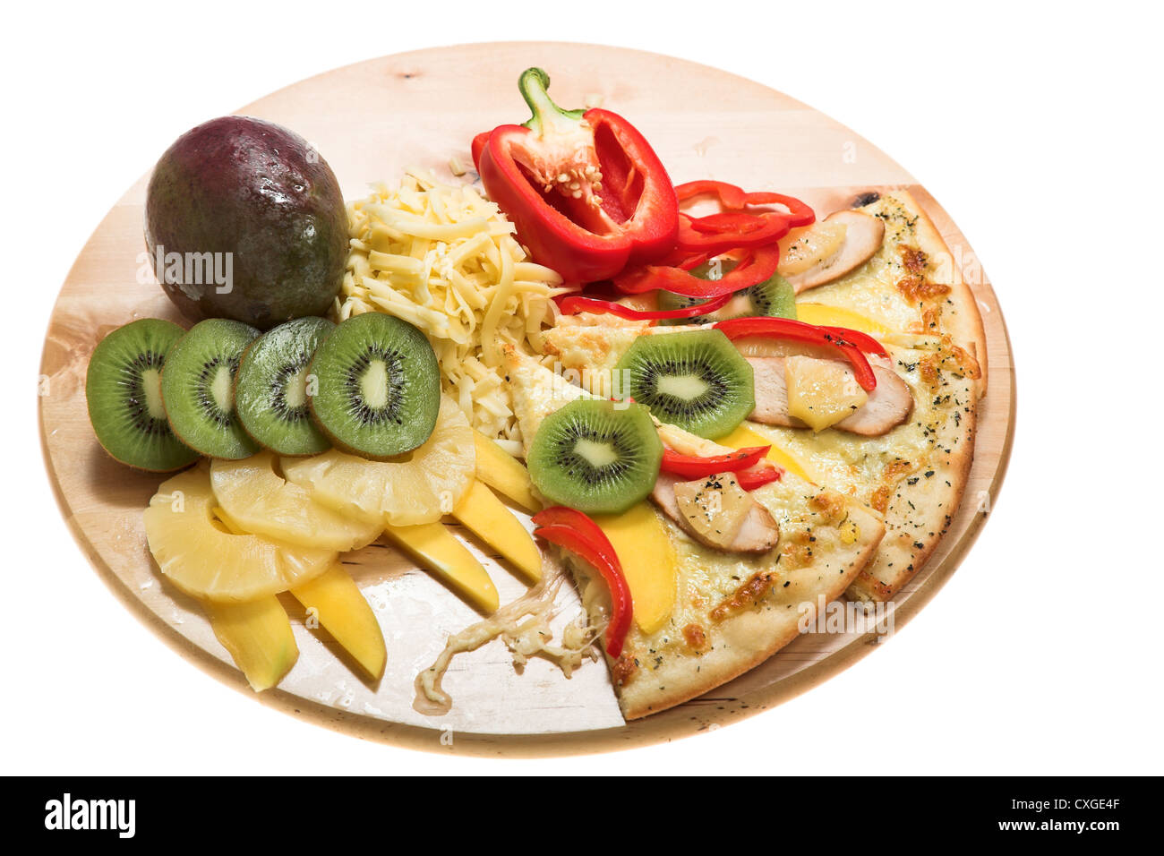 pizza with fruits Stock Photo