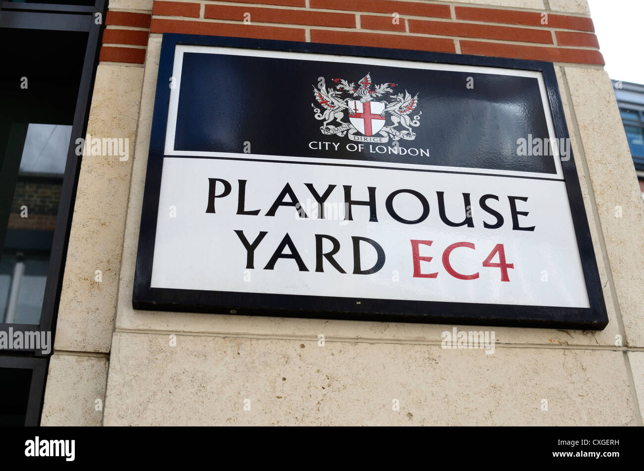 Playhouse Yard EC4 street sign, The City, London, England Stock Photo