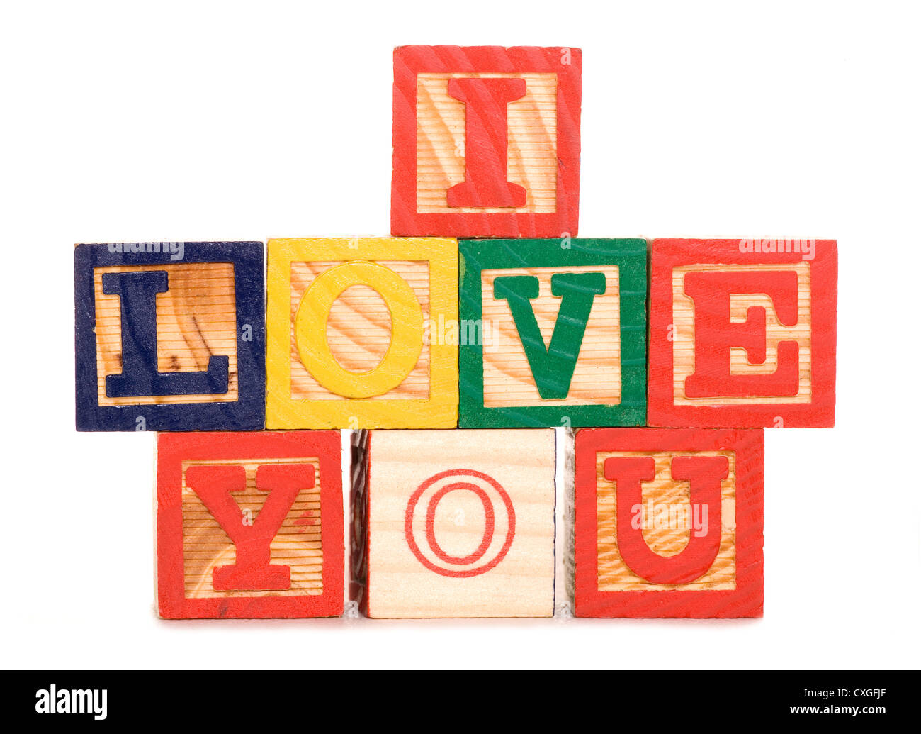 I love you wooden blocks studio cutout Stock Photo Alamy