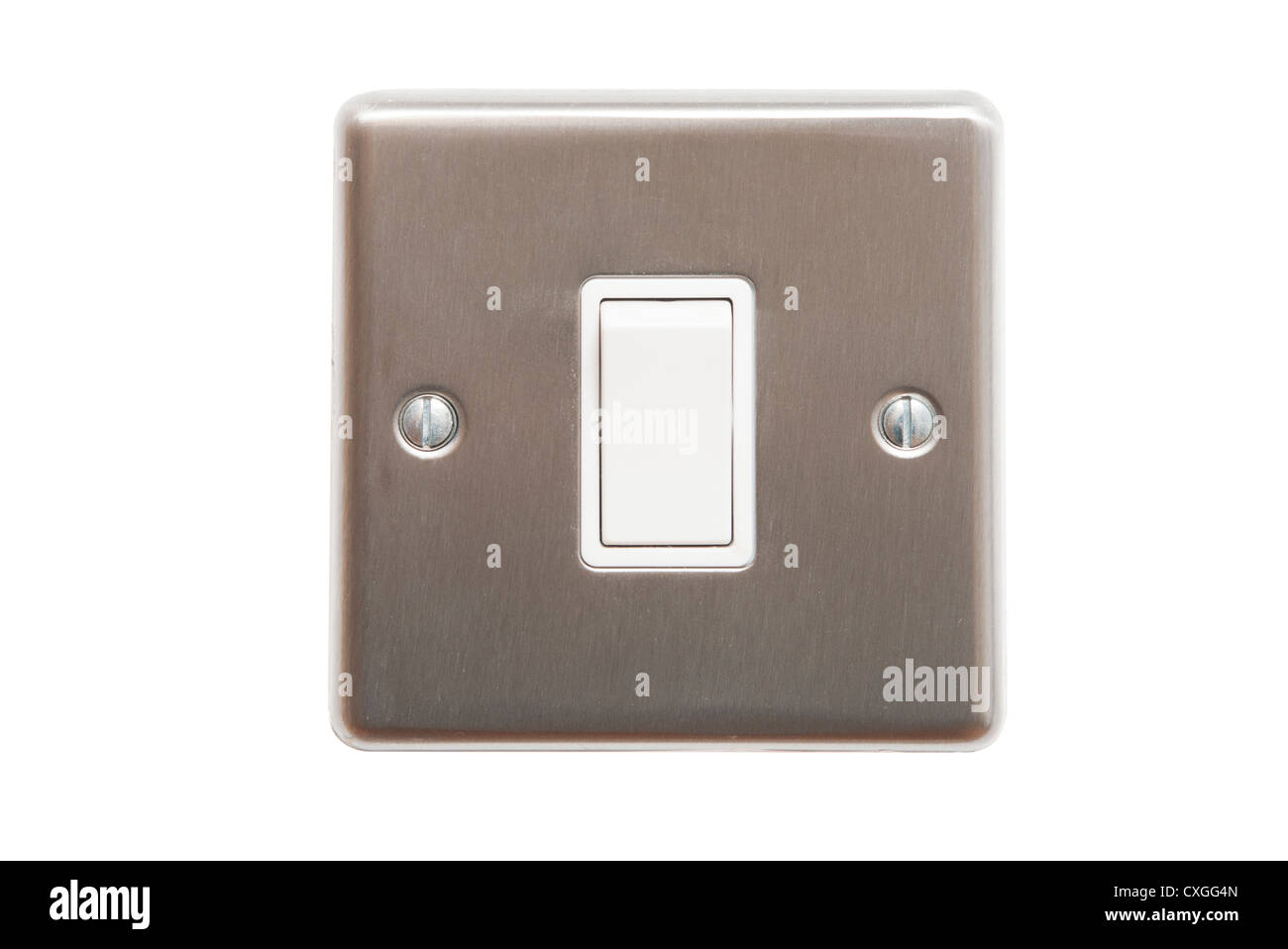 brushed aluminium light switch on the wall Stock Photo Alamy