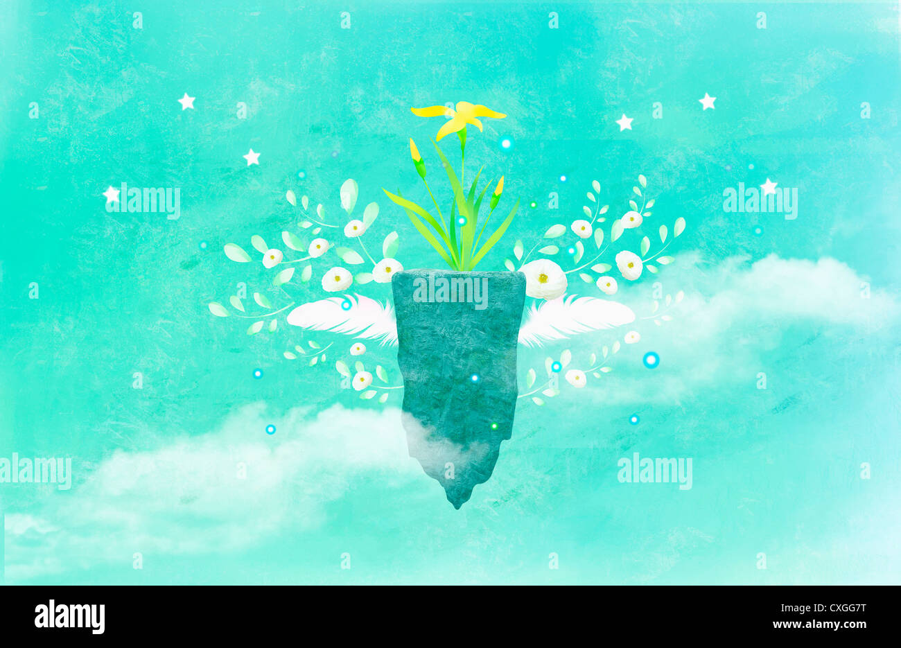 flower on the rock in the air Stock Photo - Alamy