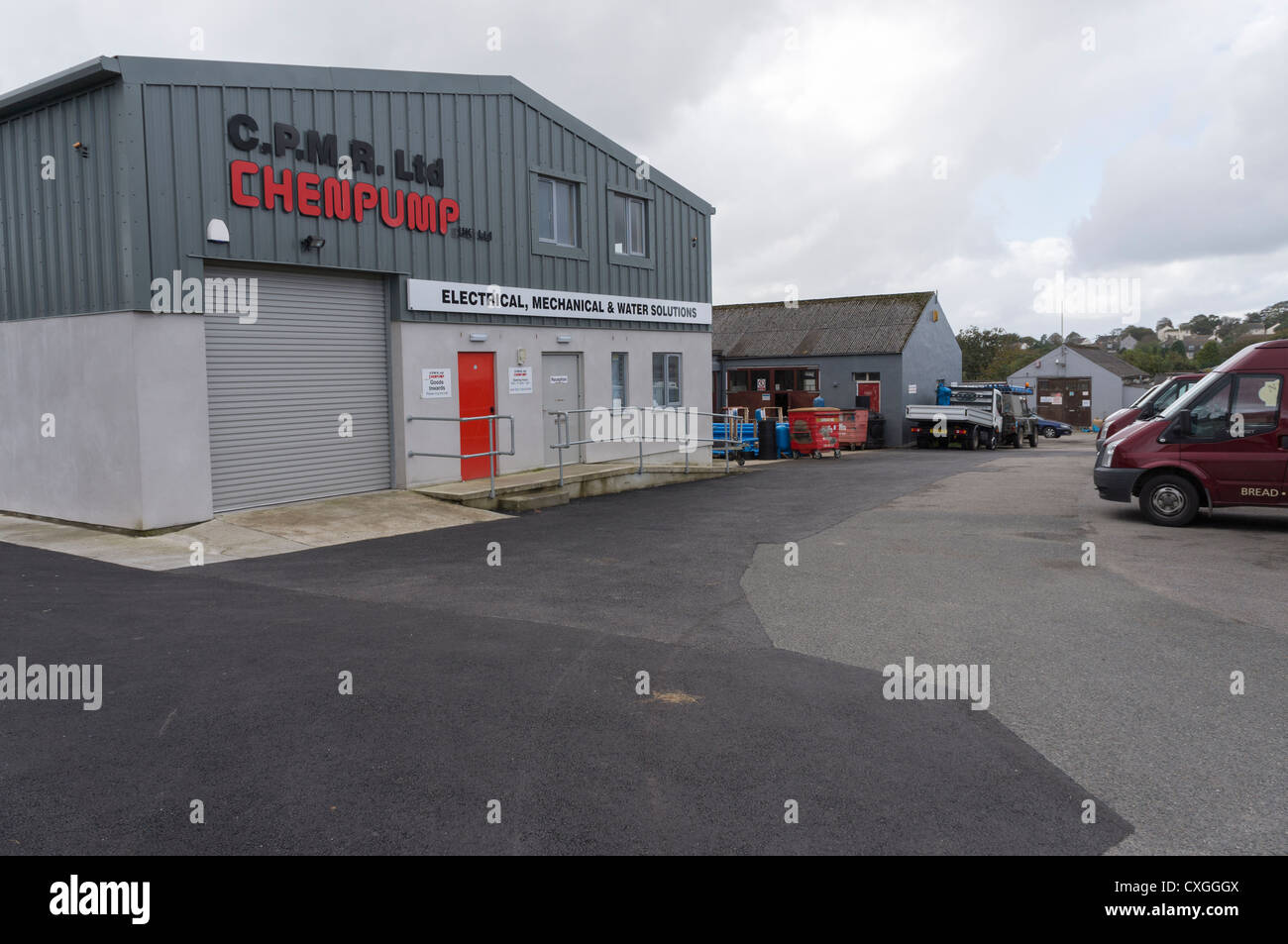Small industrial estate Mount Charles St Austell Cornwall Stock Photo