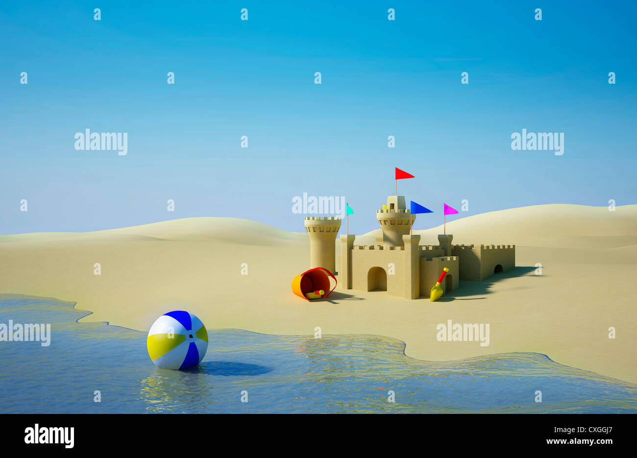 Sandcastle flag bucket hi-res stock photography and images - Alamy