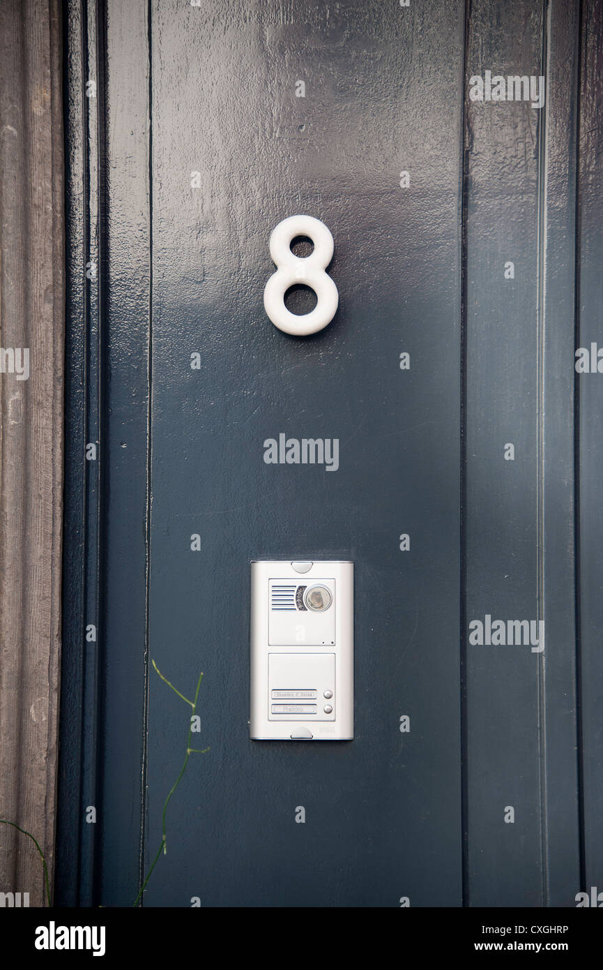 Number 8 sign on house in Maastricht, Netherlands Stock Photo