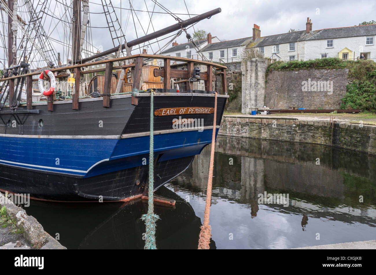 The Earl of Pembroke at Charlestown UK. The first part of the historic port collection to be sold and will soon leave the UK Stock Photo