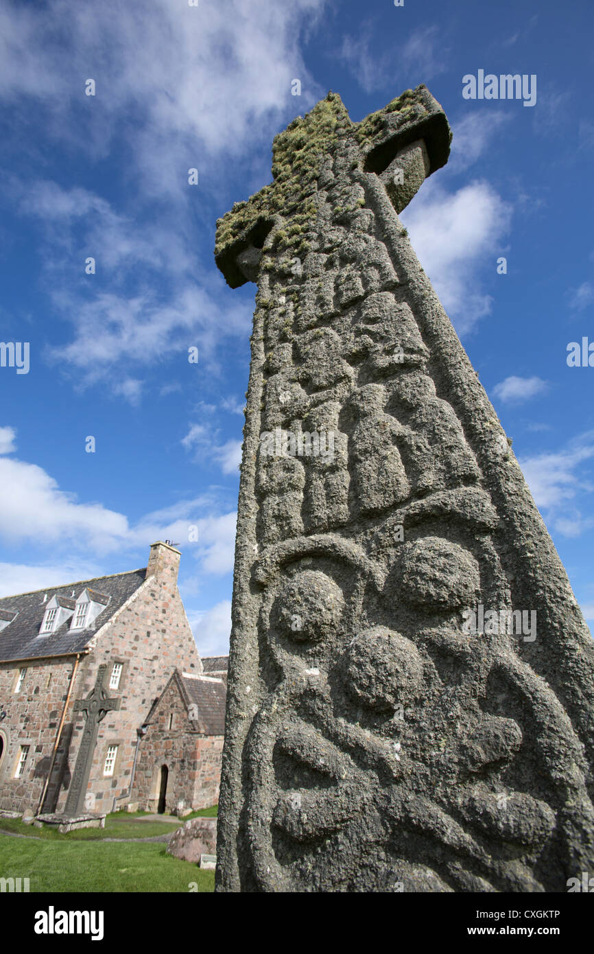 Maclean Cross Isle of Iona, Scotland. Low angled picturesque view of St Martin’s ...