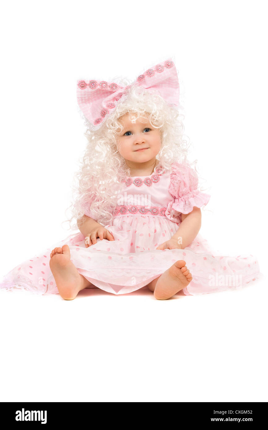 Baby girl in a pink dress Stock Photo - Alamy