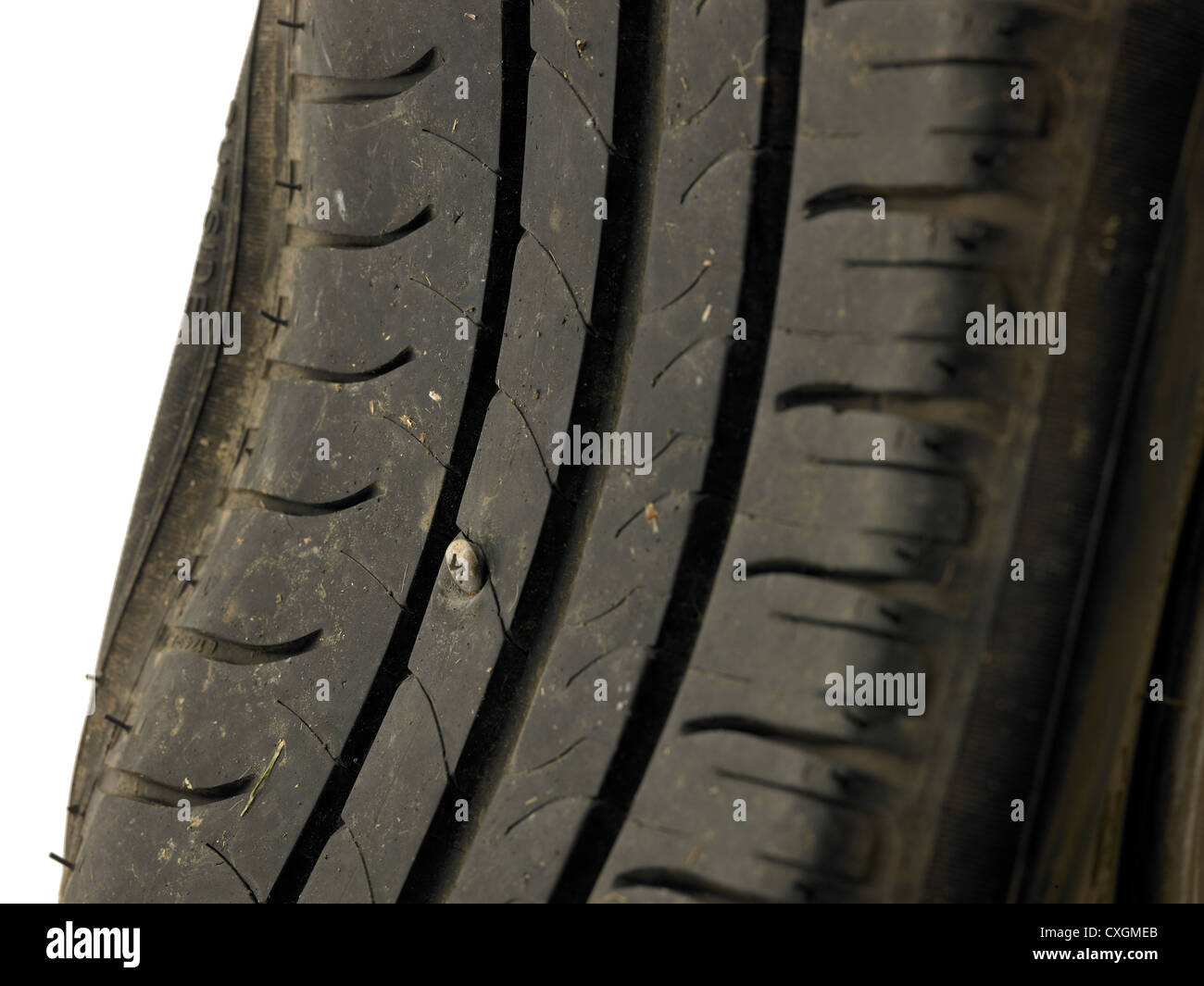 flat tyre Stock Photo