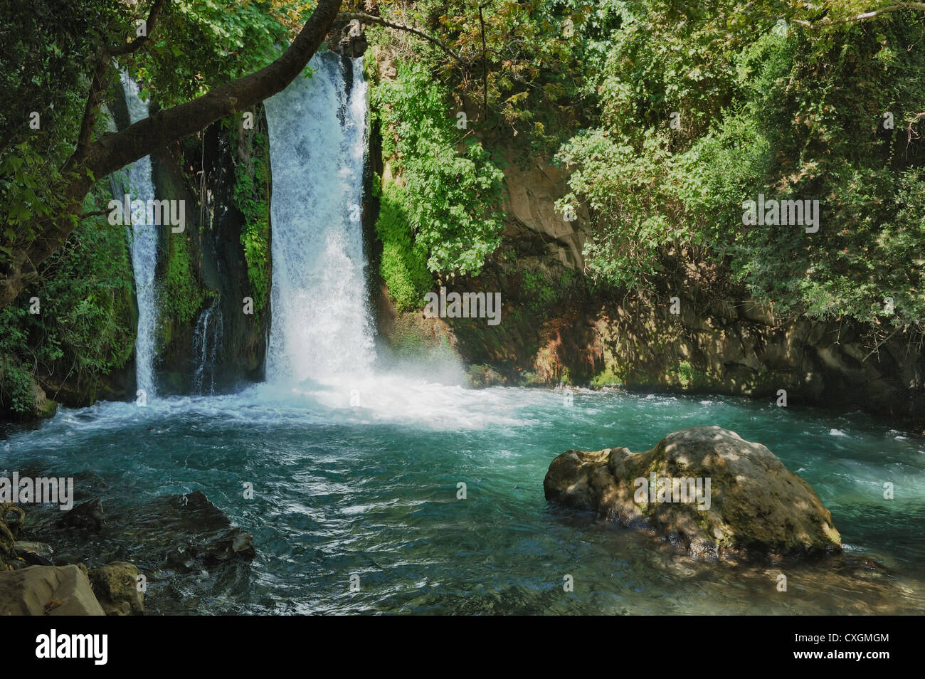 Waterfall in the Banias Nature Reserve in northern Israel Stock Photo