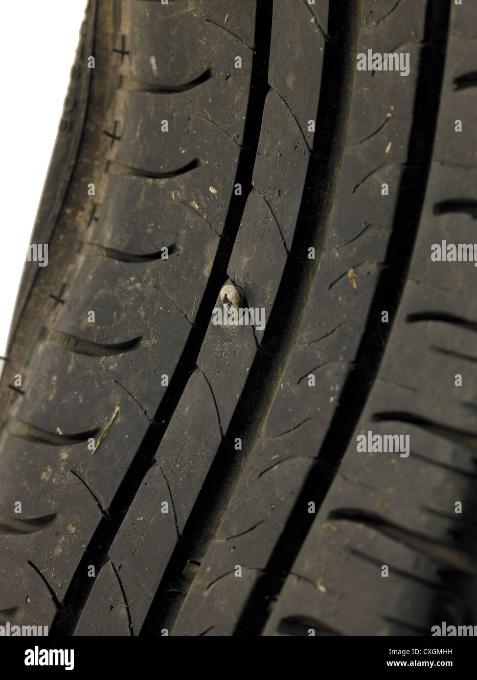 flat tyre Stock Photo
