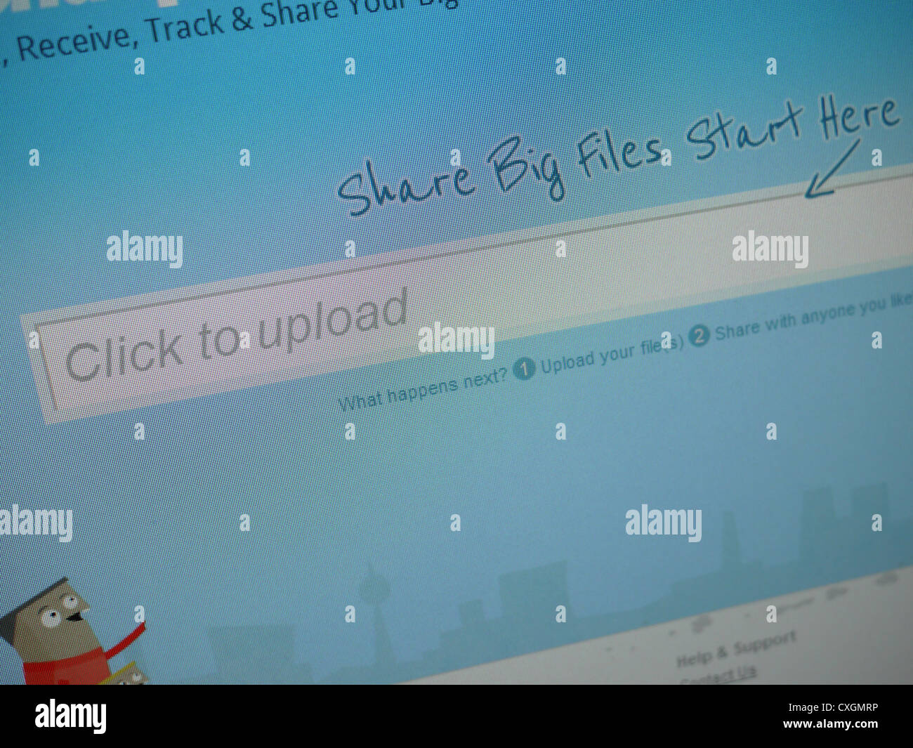 upload file sharing website Stock Photo