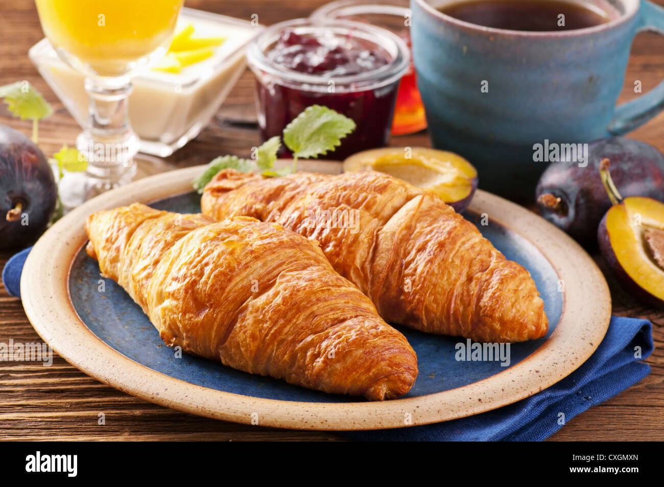Breakfast with croissants and marmalade Stock Photo - Alamy