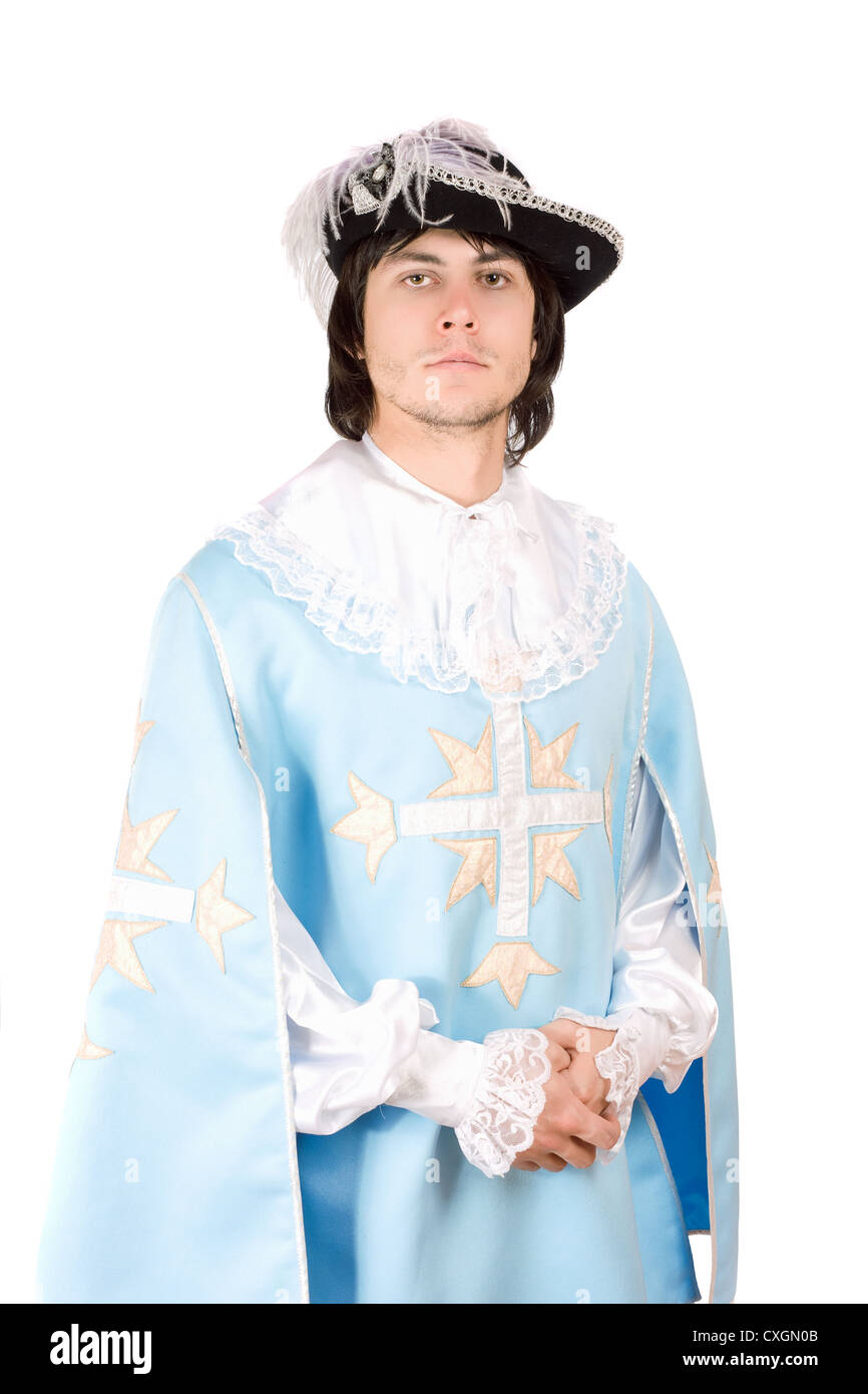 young man dressed as musketeer Stock Photo