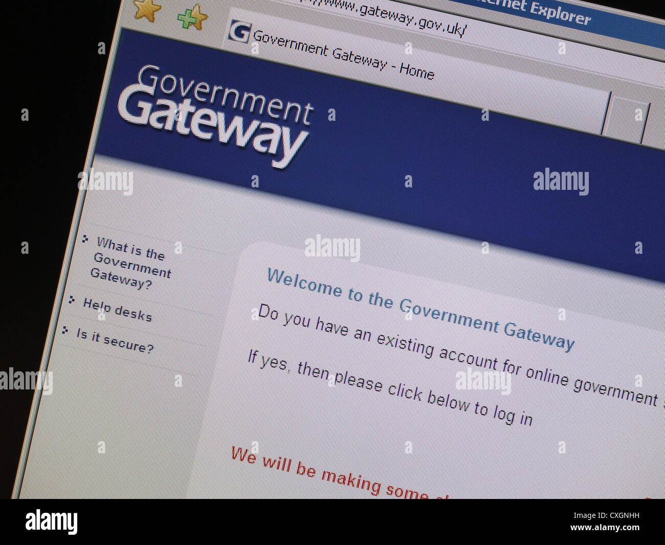 government gateway online uk government service Stock Photo