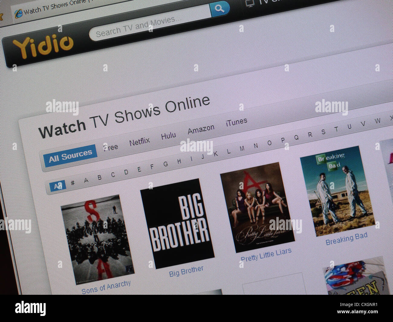 watch tv shows online yidio.com Stock Photo