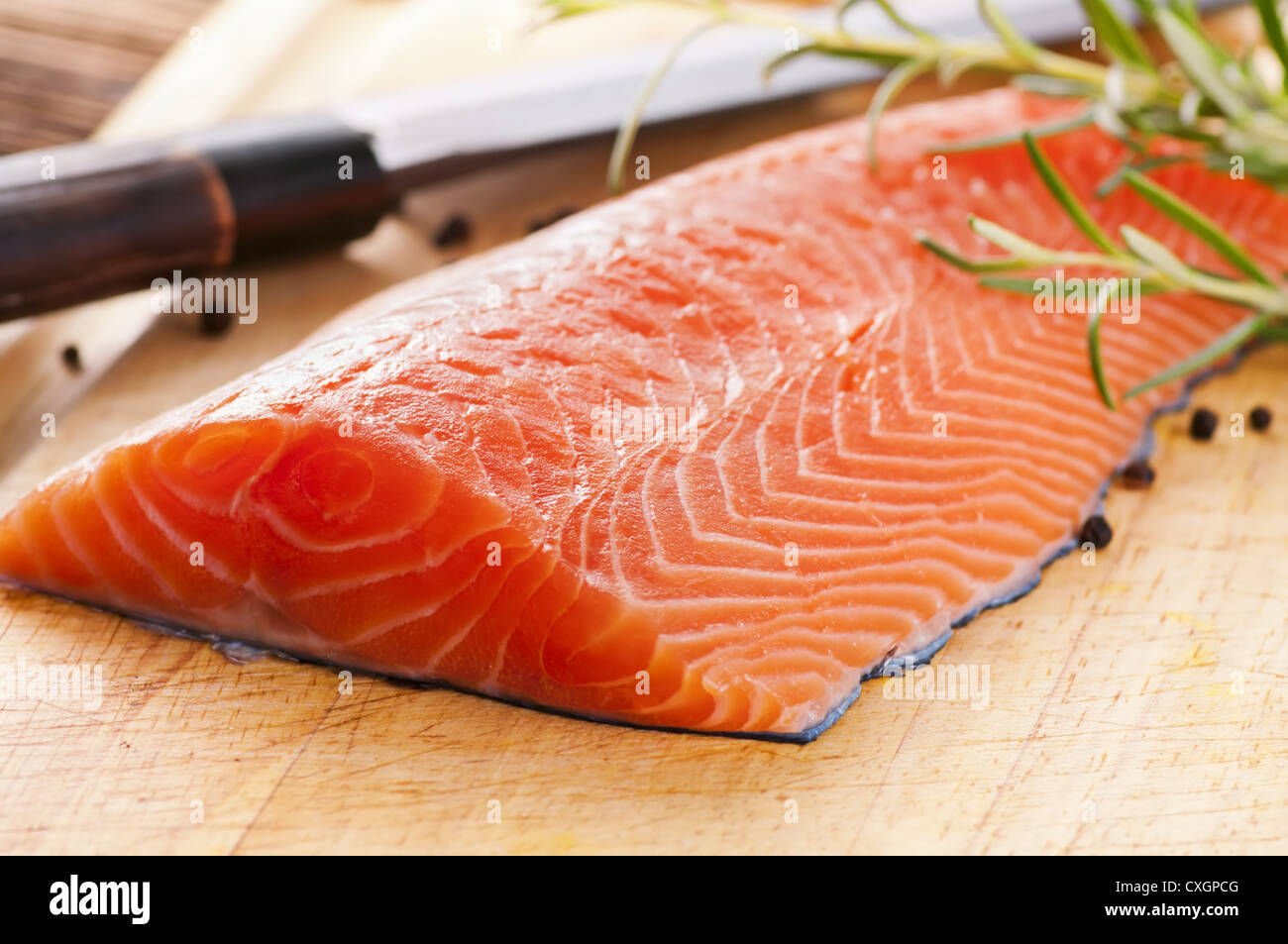 salmon filet with fresh herbs Stock Photo