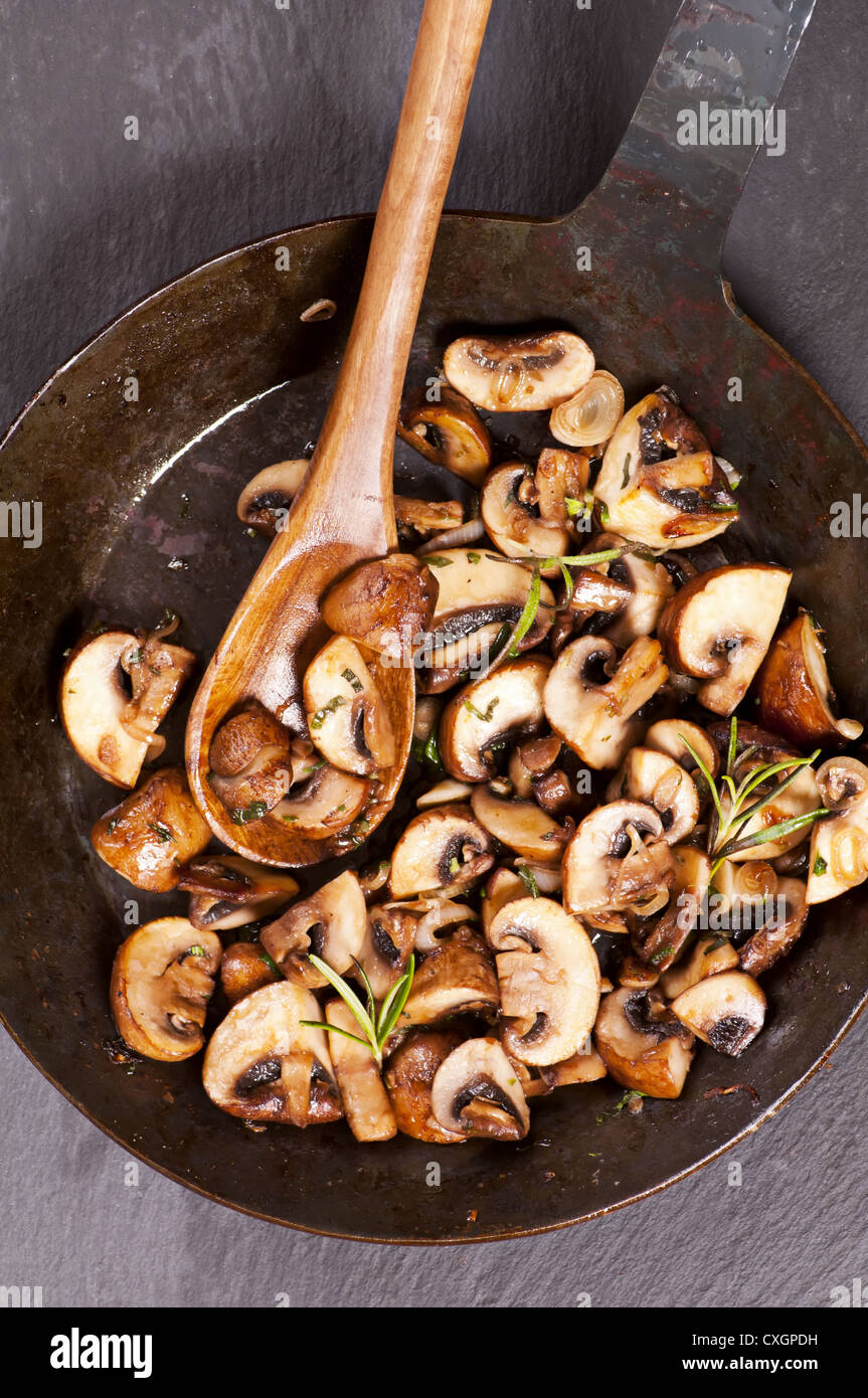 roasted mushrooms with herbs Stock Photo