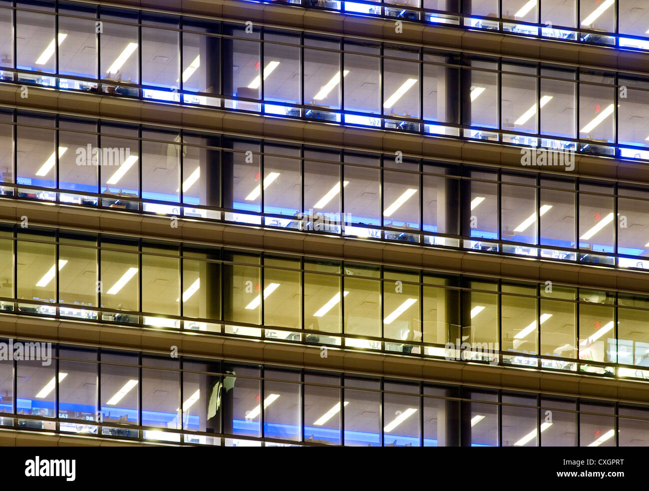 Empty Office Building at Night Stock Photo