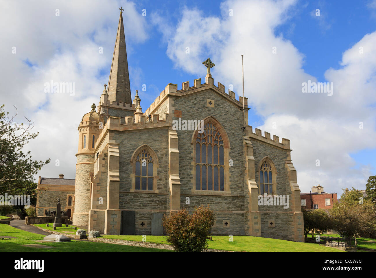 17th century Saint Columb's Cathedral church in Derry city Co Londonderry Northern Ireland UK Stock Photo