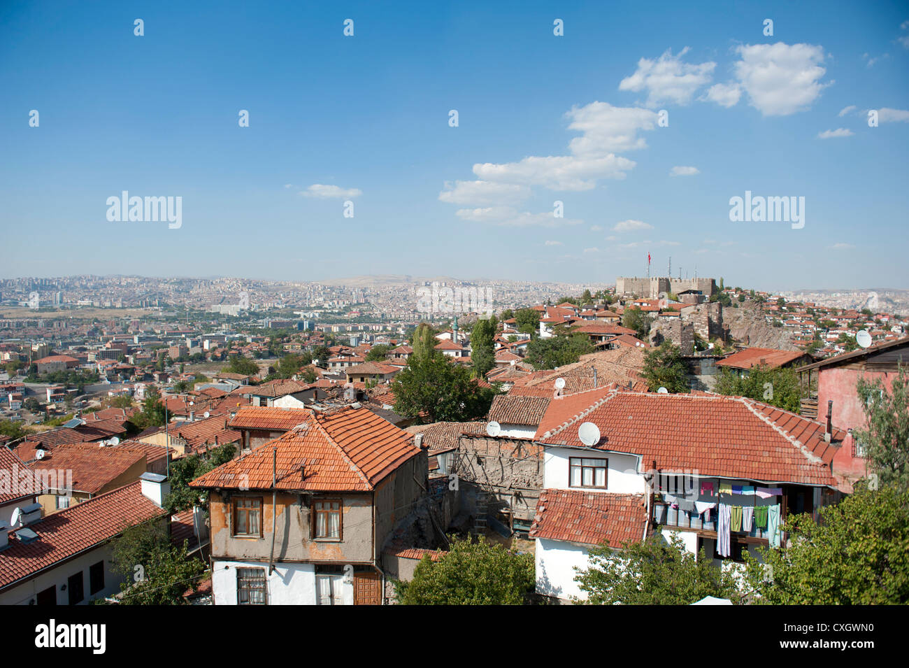 View from the remparts of the citadel across the city of Ankara, capital of Turkey Stock Photo