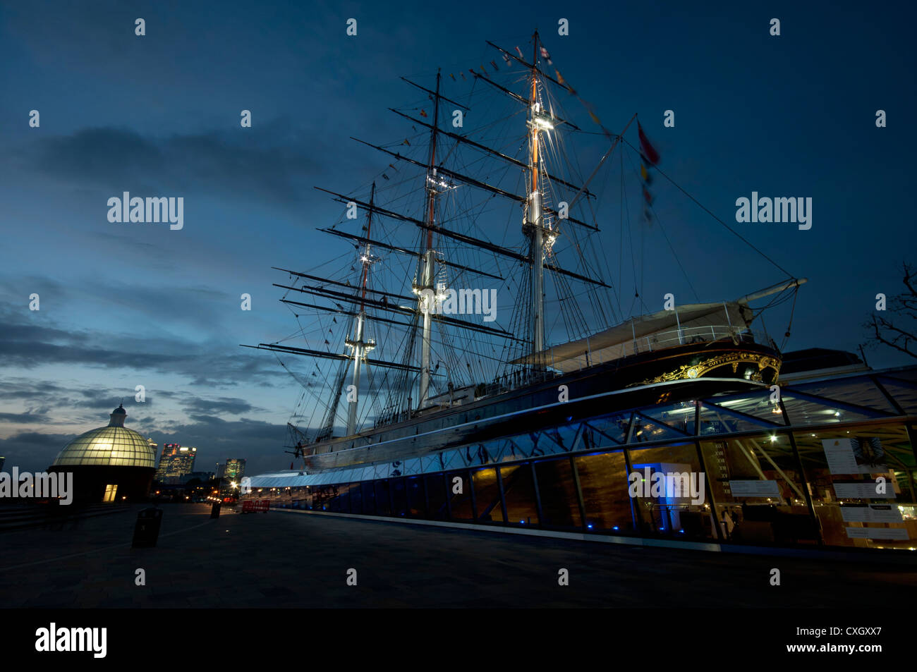 Newly renovated Cutty Sark tea clipper ship at Greenwich London UK Stock Photo