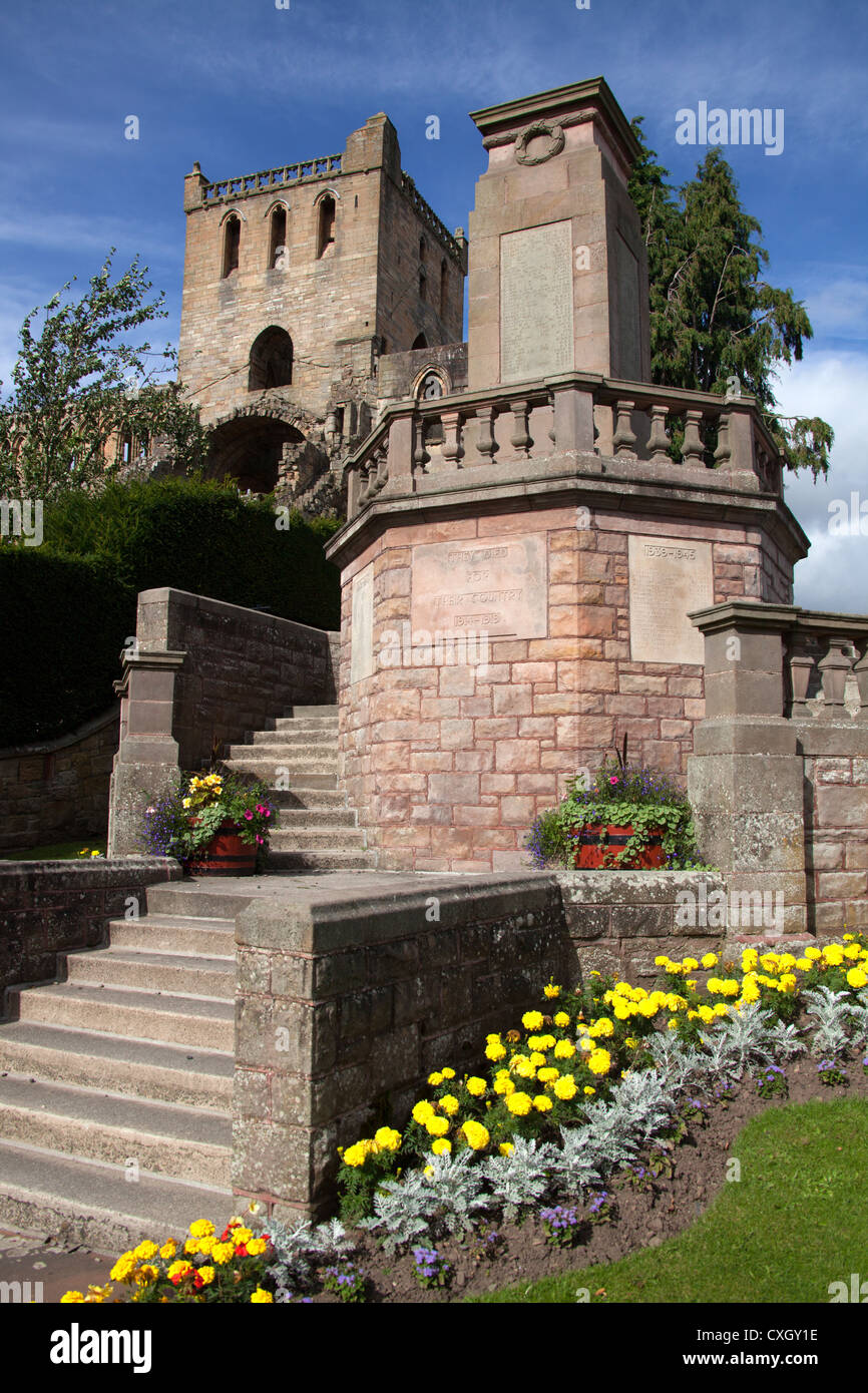 Town of Jedburgh, Scotland. The Jedburgh War memorial and gardens with
