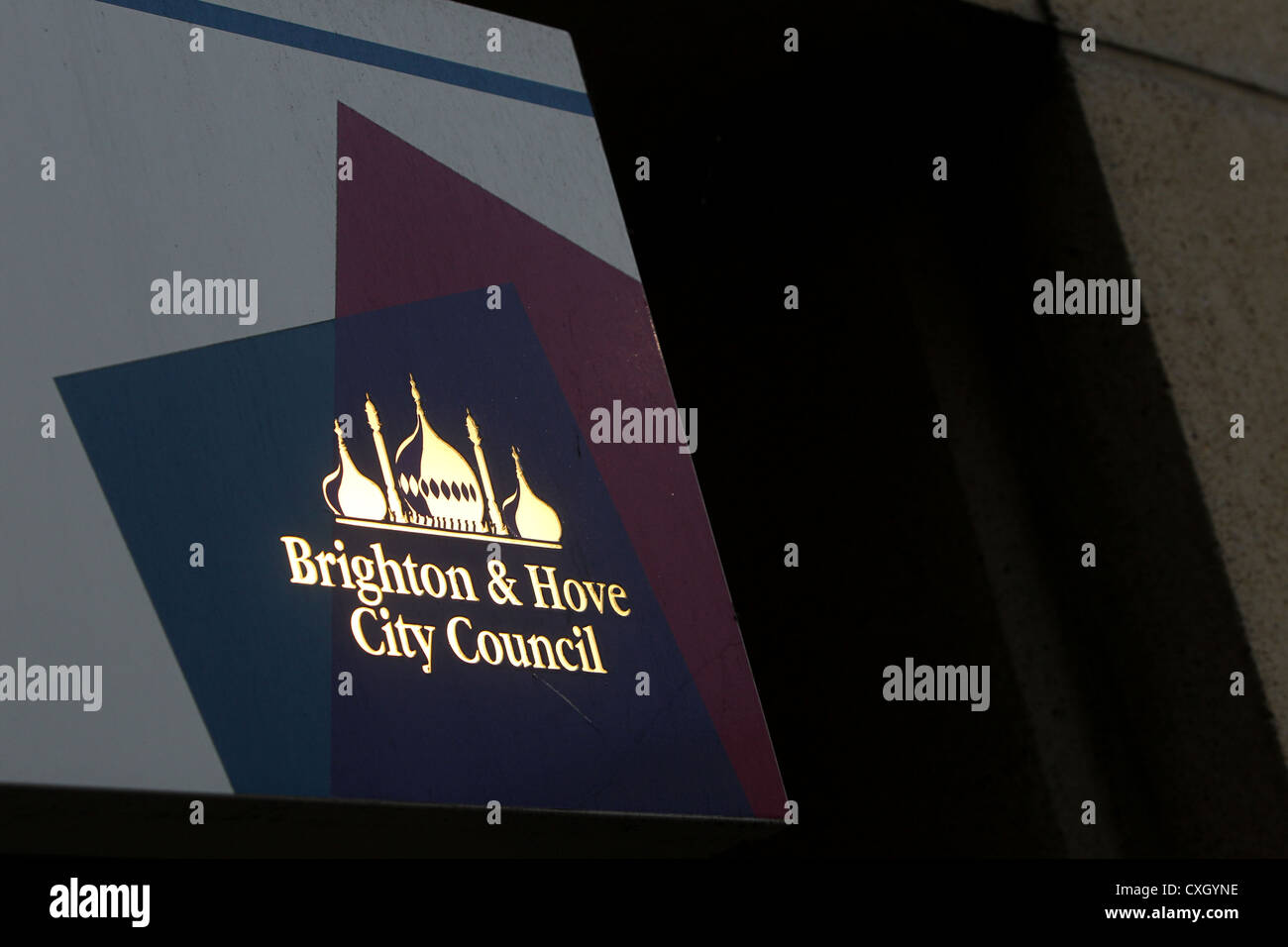 The Brighton & Hove City Council brand and logo on a car park sign in Brighton, East Sussex, UK. Stock Photo