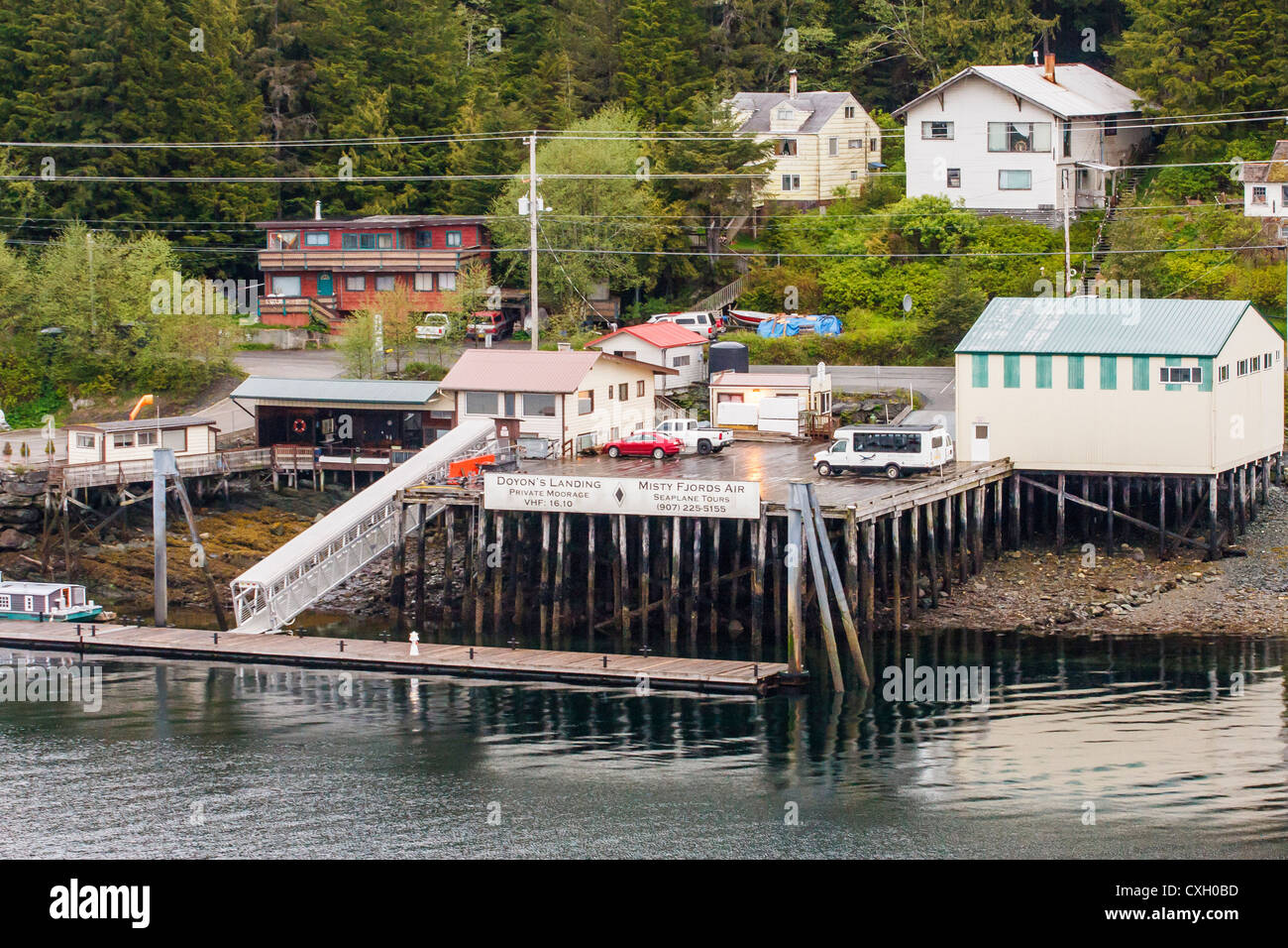 Dock in Alaska to Moor Seaplanes with Tours Stock Photo