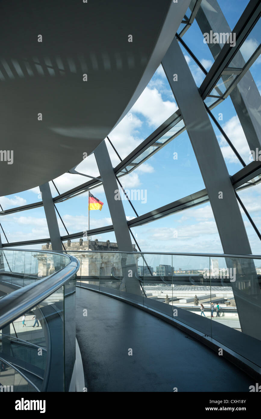 Reichstag, Bundestag parliament, interior of the glass dome, architect Sir Norman Foster, Berlin, Germany, Europe Stock Photo