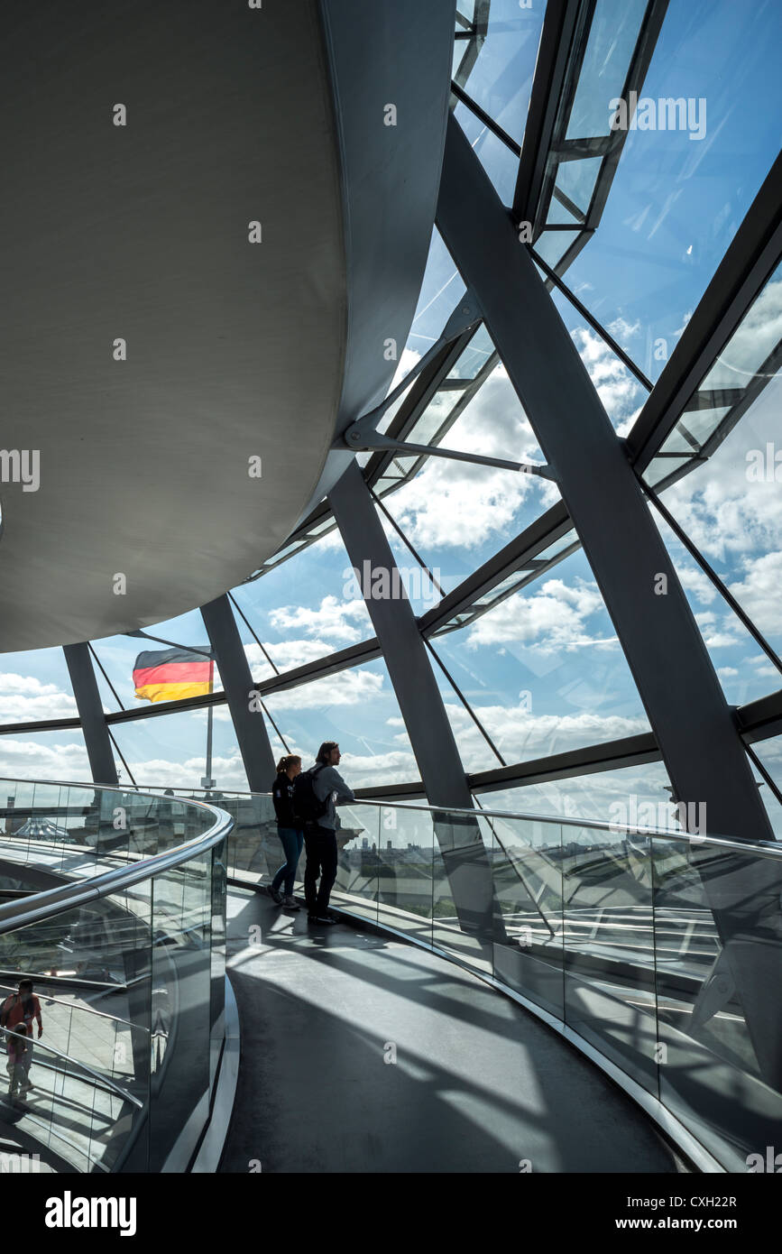 Reichstag, Bundestag parliament, interior of the glass dome, architect Sir Norman Foster, Berlin, Germany, Europe Stock Photo