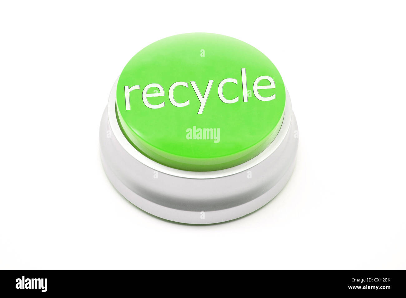 Large green Recycle button making a great conceptual image Stock Photo
