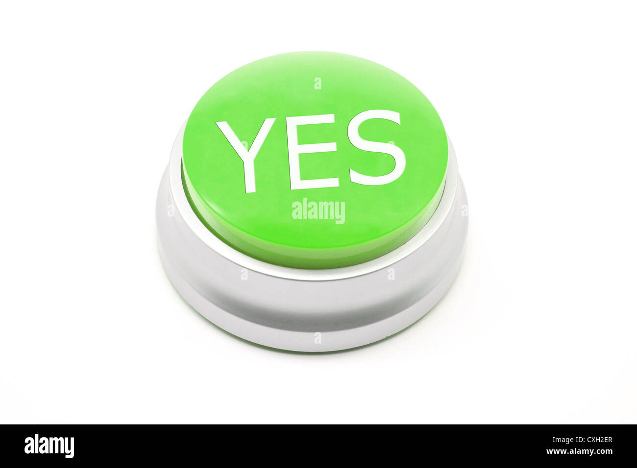 Large green YES button making a great conceptual image Stock Photo