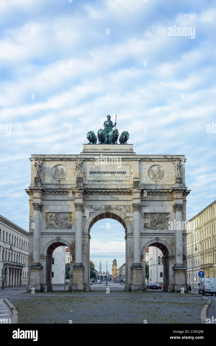 Siegestor, Victory Gate, Ludwigstrasse, Munich, Bavaria, Germany Stock Photo
