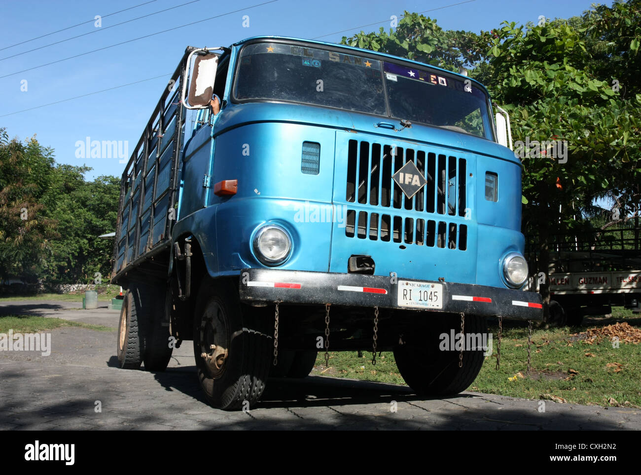 East German manufactured IFA W50 truck carrying banana crop on Ometepe Island Nicaragua Stock Photo
