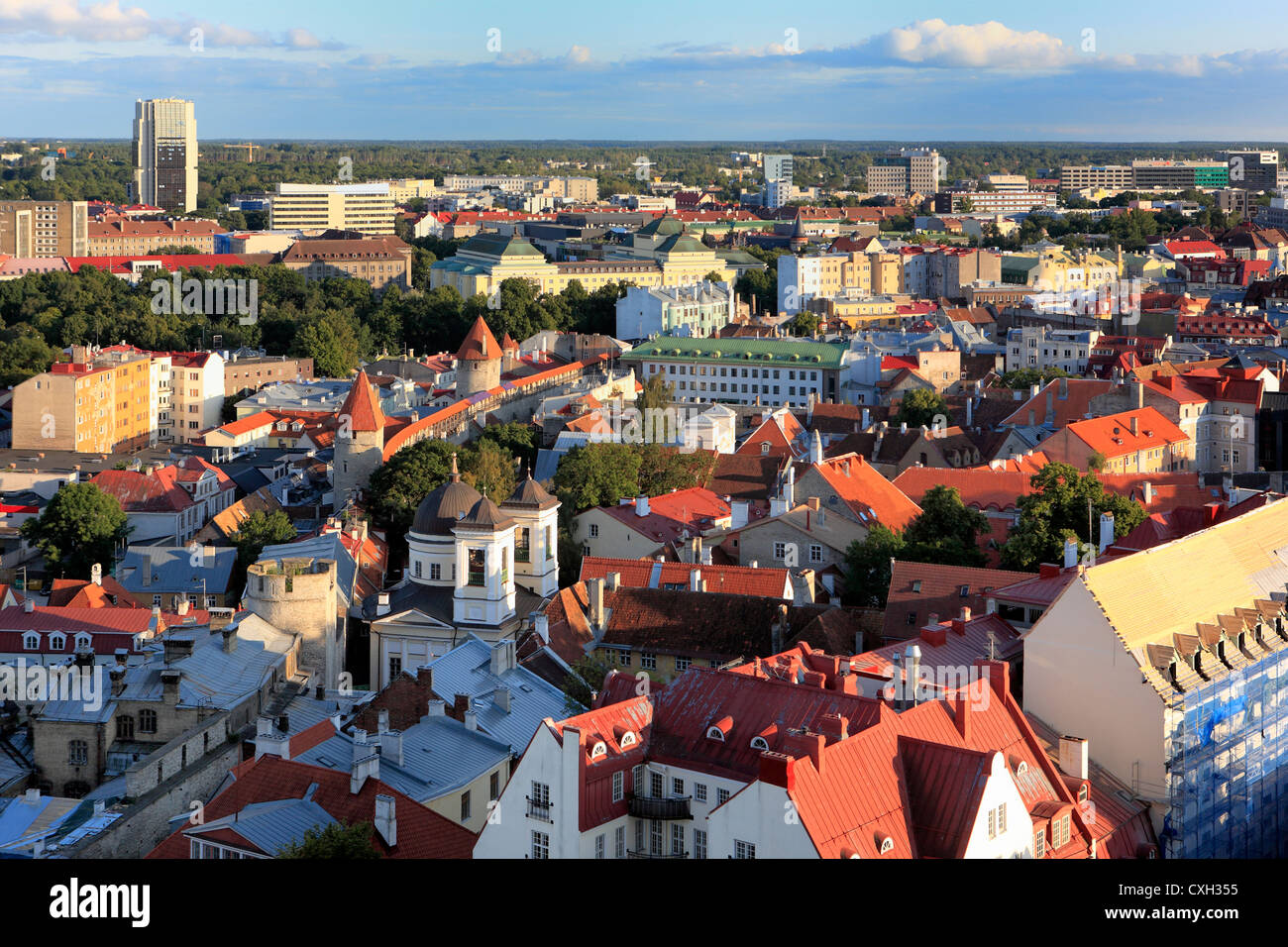 Cityscape from St. Olaf's Church, Tallinn, Estonia, Tallinn, Estonia Stock Photo