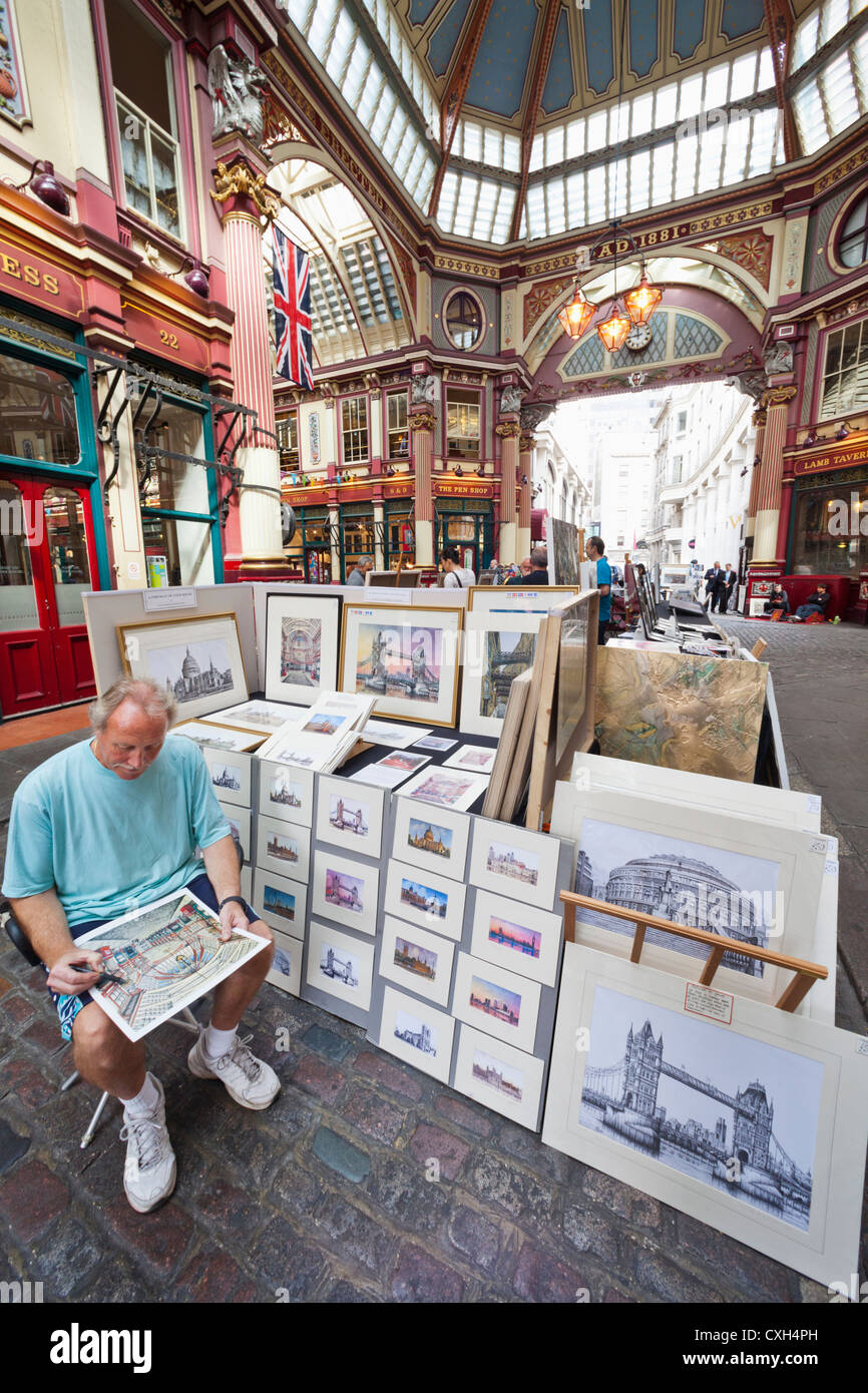 England, London, The City, Leadenhall Market, Artist George Fanshawe Stock Photo