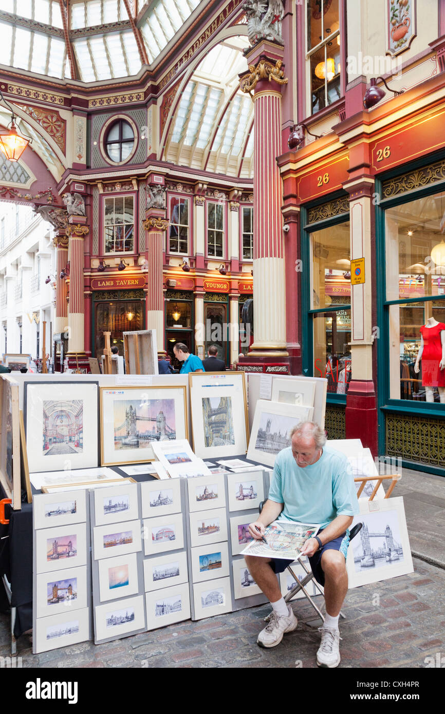 England, London, The City, Leadenhall Market, Artist George Fanshawe Stock Photo