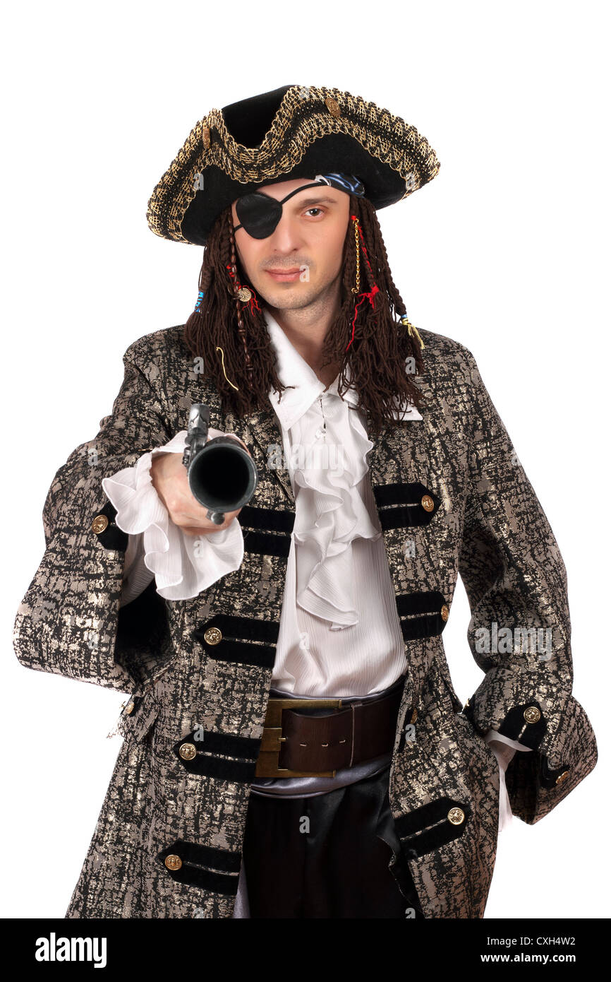 pirate with a pistol in hand Stock Photo